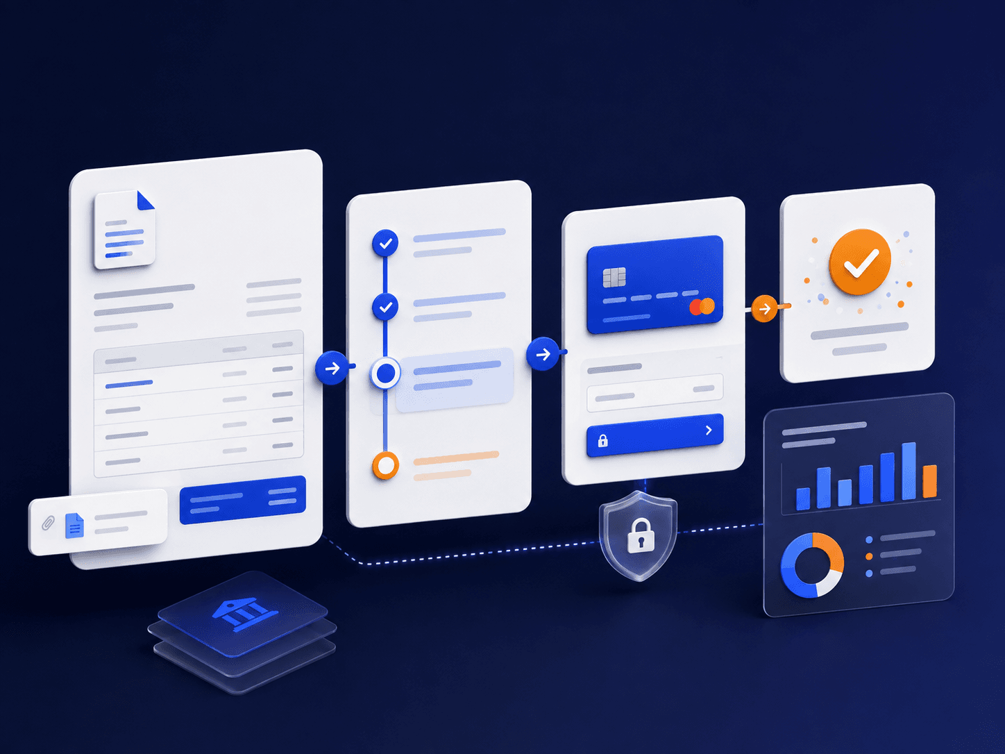 Abstract PayDirect invoicing and payment collection flow visualization