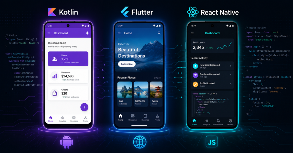 Kotlin vs Flutter vs React Native